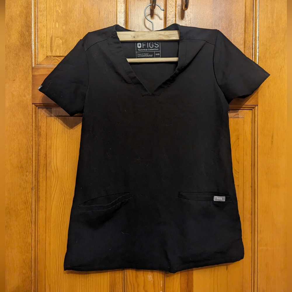 Figs Casma Three Pocket Scrub Top - XXS Black Like New Condition